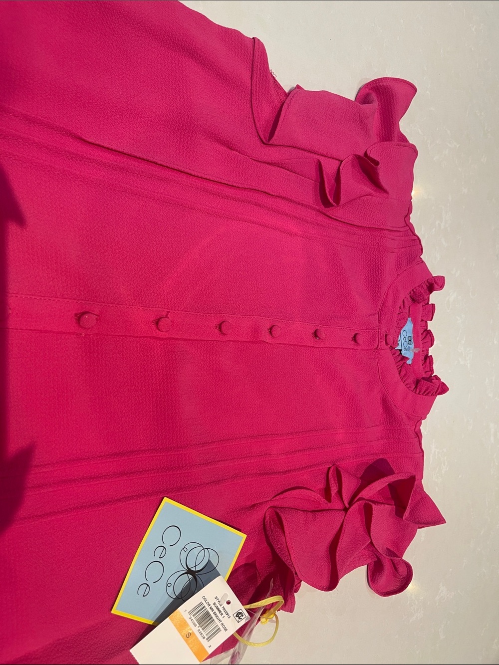 CeCe Fuchsia Pink Ruffle Mini Dress - Picture 3 of 8